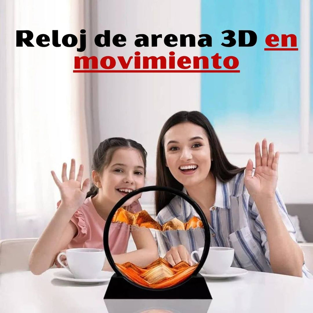 Reloj en 3D Decorativo con Arena en Movimiento y Paisaje Artístico | Versión Original ®